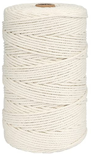 jijAcraft 3MM Beige Cotton String Twine, 200M/656ft Natural Butchers String for Cooking, Cotton Macrame Rope Cord for Arts and DIY Crafts, Decorating, Gardening, Bundling Weaving