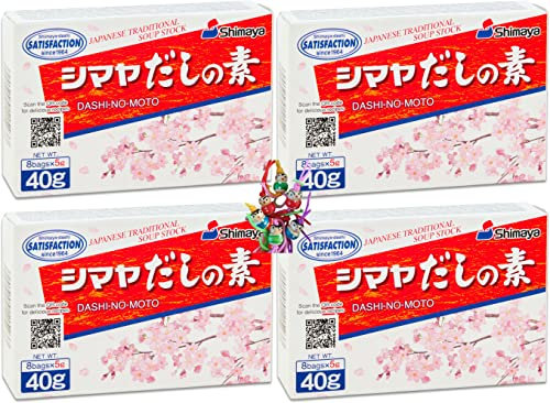 4er Pack - [ 4x 40g ] Dashi No Moto 40g | Würzpulver (Dashi) | Bonito | Würzmittel für Suppen + ein kleiner Glücksanhänger gratis