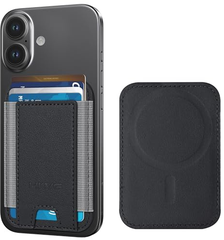 HiWe for MagSafe Wallet, Strongest Magnetic Wallet for iPhone 17/16/15/14/13/12 Series, 7 Cards Holder, Leather Minimalist Slim RFID, 1 Slot, Black & Grey