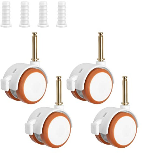 Bubuyun 4 Pezzi 360° girevoli ruotelle, 4 rotelle antigraffio mobilia, ruote Antiscivolo con freni ruotelle in gomma, rotelle doppio binario DIY