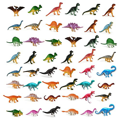 DAGORD 48 Stücke Dinosaurier Spielzeugfiguren - Kleine Dino Figuren Set mit Mini Dinosauriern aus Kunststoff