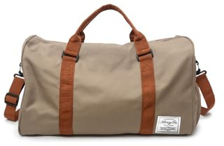 CORIOS Resa duffelväskor för kvinnor/män sport duffelväska stor gym tygväska helg axelväska övernattningsväska lätt sjukhusväska handbagage med skofack för sport gym resor, Khaki, L
