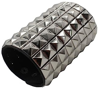 Scddboy Unisex Punk Leather Stud Bracelet,Silver Pyramid Studs Cuff Biker Bracelet for Men