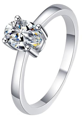 Homxi Verlobungsringe Paar Silber 925 Damen,Engagement Trauringe Solitär mit Moissanit 1ct Ring Silber Damen Größe 53(16.8)