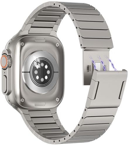 NewWays 49mm 46mm 45mm 44mm 42mm(Serie 3 2 1) Kompatibel mit Apple Watch Metall Armband,Edelstahl mit Magnetverschluss Ersatzarmbänder für iWatch Ultra 3 2 1,Series 11/10/9/8/7/6/5/4/3/2/1/SE,Titan