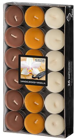 Duft-Teelichter, Sandelholz, Vanille, 36 Stück