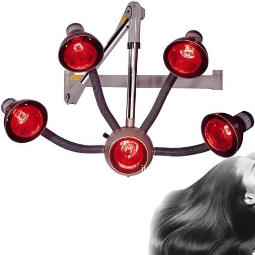 GTANND Lampada a infrarossi per processore Colore per Parrucchiere Lampada a 5 luci Rosse per Parrucchiere Parrucchiere Processore Colore per Capelli e asciugatrice con Base Rotante,Hanging