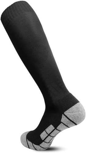 HYCLES 1/3 Pairs Kids Football Socks School Knee High Sport Socks for Boys Girs Mens Breathable Soccer Socks Children Adult Socks Running Training Daily Wear Black*1 S