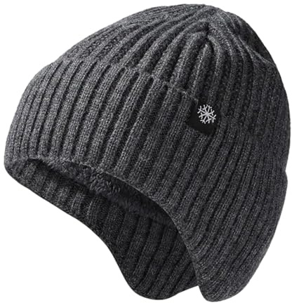 Cappello Uomo Invernale Berretto, Berretto cappello invernali Cappello pile Berretti maglia Outdoor, Uomini Caldo Antivento Cappello, Cappello Sportivo Invernale per Sci Corsa Bici (Grigio)