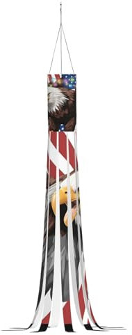 Eagle with USA Flag Print Halloween Series Windsock - Ghost Themed Hanging Outdoor Decorations 59 Inches