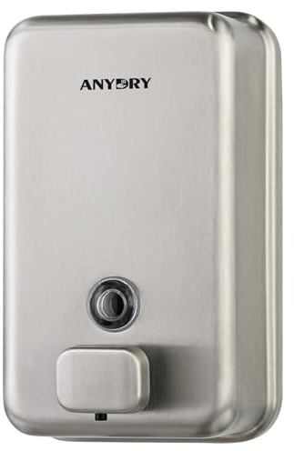 anydry Dispenser di sapone manuale in acciaio inox da 1100 ml, montaggio a parete con finitura spazzolata, modello 1010