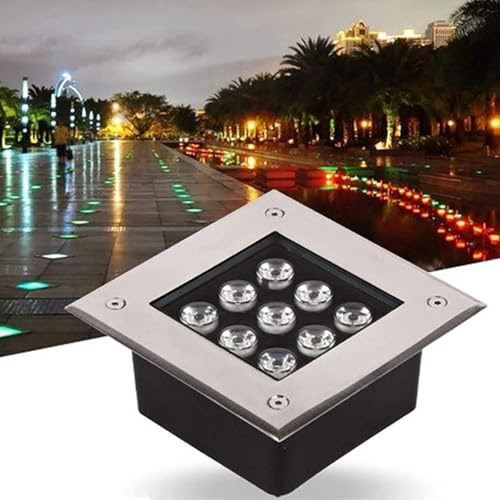 tyfuture Spot LED Extérieur Encastrable Lumière Souterraine À LED Étanche IP66 Carré Lampe Enterrée AC85V~265V pour Jardin Chemin Villas Pelouse Terrasse Parc Éclairage Paysager(RGB,16W)