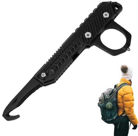 Holdes Coupe-carton de poche, cutter universel multi-usages avec lame dentelée, coupe-paquet résistant à l'usure, coupe-ceinture de sécurité pour la