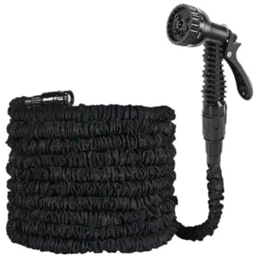 Tubo da giardino retrattile multifunzione di alta qualità per irrigazione auto, irrigazione domestica e giardino tradizionale, R 38,1 m (nero)