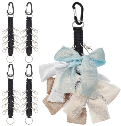 FREEBLOSS 4 Stück Cheer Bow Halter Cheerleader Schlüsselanhänger Cheer Bow Halter Für Rucksack Cheer Stuff Cheerleading Zubehör Haarschleifenhalter Schwarz