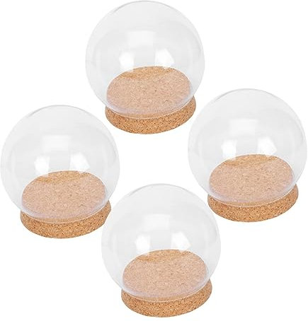 BESTOYARD 4pcs Glass Cover Decoration for Immortal Flower Preserved Flower Adornment Dome Soft Cork Lid for Doll Display