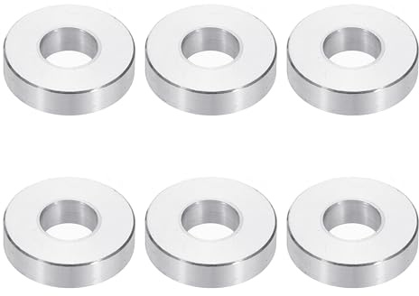 PATIKIL Rondelles en Aluminium M8, 6pcs Entretoise Métallique à Vis Ronde, Rondelle Plate pour Vis Tige Écrous Boulons, Bague d'Écartement en Métal 8.5mm ID x 20mm OD x 5mm Hauteur