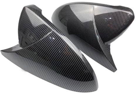 Spiegelkappen Für Golf MK7 7.5 Für GTI 7 7R Autospiegelabdeckungen Kappen Zubehör Rückspiegelgehäuseabdeckung Carbon Hellschwarz Abdeckung 2 STK Rückspiegel Kappe(Carbon Look Black)