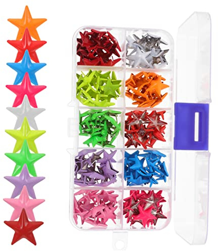 EXCEART 100pcs Rivets en Métal D'étoile pour Créations Bijoux, Clous Décoratifs Robustes Style Punk, Adaptés pour Vestes et Paquet en Cuir, Artisanat Créatif