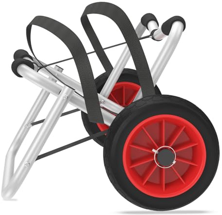 LZQ Carrello pieghevole in alluminio, per kayak con cinghie da 3 m, per canoa e canoa, portata fino a 100 kg