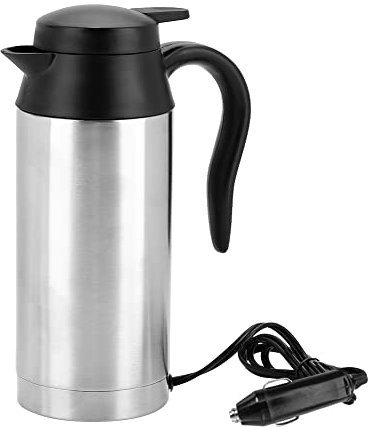 LetCartMaker Hervidor de viaje, 750 ml, 24 V, portátil, de acero inoxidable, hervidor eléctrico con banda de goma sellada, taza de calefacción de coche para agua caliente, café, viajes, uso doméstico