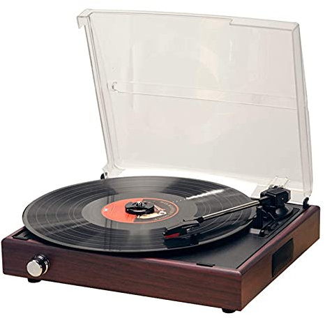 Giradischi in vinile, Bl Wireless integrato a 3 velocità con trasmissione a cinghia per dischi in vinile, giradischi fonografico con 2 altoparlanti stereo per la casa, standard, nero (nero con puntina