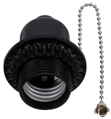 HOMSFOU Adaptador Zócalo Bombilla Con Interruptor Cadena Tirón Base Metal Para Reemplazo Lámpara Instalación Rápida y Segura Para Luz Hogar y Oficina