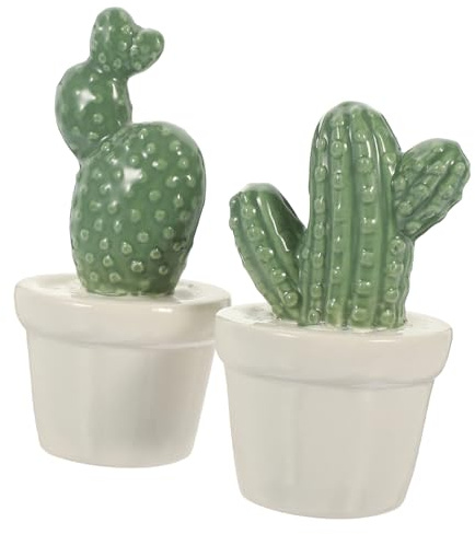VICASKY 2pezzi Statua Di Cactus in Ceramica Decorazione Da Scrivania Ornamento Da Tavolo Statuette Di Cactus Decorazione Per Esterni Centrotavola Per Case
