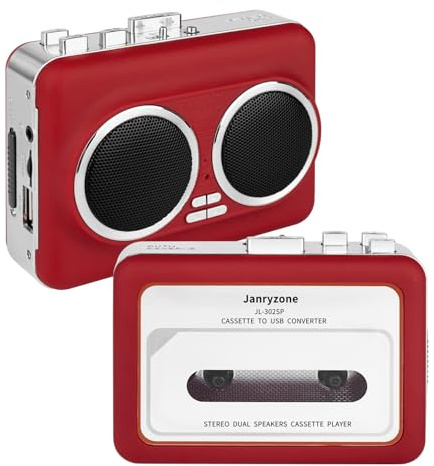 Dual Speaker Pure Stereo & Auto Reverse Kassettenspieler, tragbarer Kassetten-zu-MP3-Digital-Konverter über USB, kein PC erforderlich