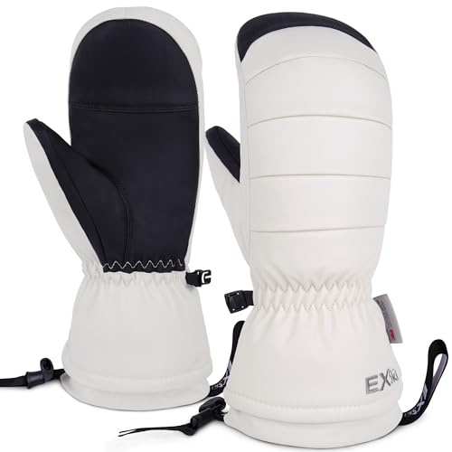 EXski Ski Mittens for Women, Waterproof Snow Ski Gloves for Snowboard, Winter Warm Mitts with Touchscreen