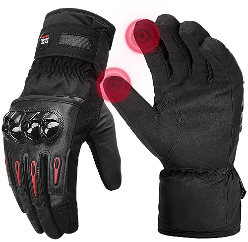 KEMIMOTO Winter Motorradhandschuhe für 0°C~5°C, Winddichte Motorrad Handschuhe mit Touchscreen-Funktion, Warme Winterhandschuhe für Herren Damen-Ideal für Motorradfahrren Skifahrren Radfahren Camping