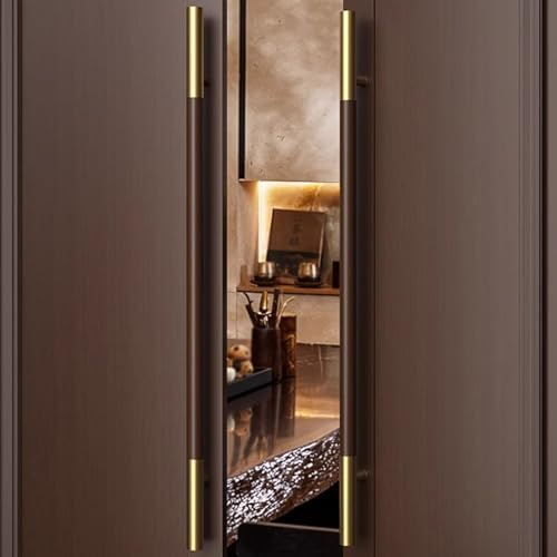 Maniglie in acciaio inox per porte anteriori, 1 paio, lunghezza 1000 mm, con impugnatura in legno, ideali per uffici e aree di ingresso, durevole D+finitura in titanio