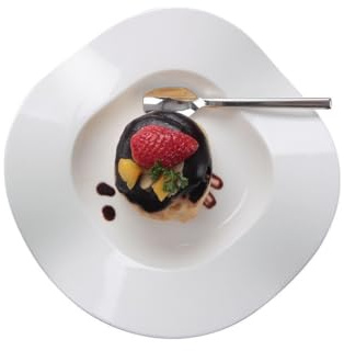 Piatti Moderni Ciotola for zuppa e dessert in ceramica da 8 pollici, piatto creativo esposizione, rotondo for torta insalata occidentale, cucina molecolare Piatto Fondi(8 in)