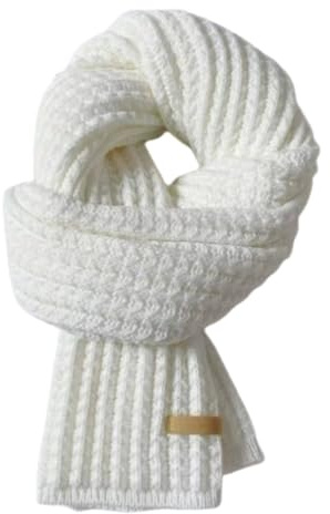 Generisch Damen Strickschal Herren Einfarbig Lange Schal Weiche Warm Winterschal Gestrickter Schal, 160 x 20 cm (Weiß)