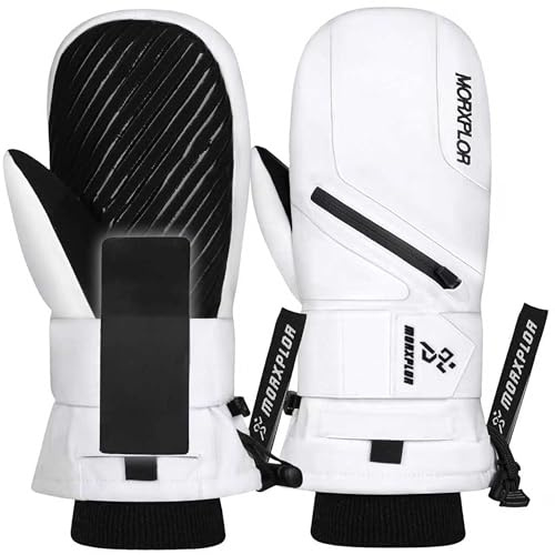 MORXPLOR Ski Mittens with Wrist Guards Low Profile,Double-Side Wrist Protection Pair Snowboarding Mitten