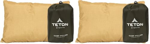 TETON Sports Camp Pillow; Great for Travel, Camping and Backpacking; Washable, Green, 12 x 18 inches; 9.6 Ounces (Pack of 2)