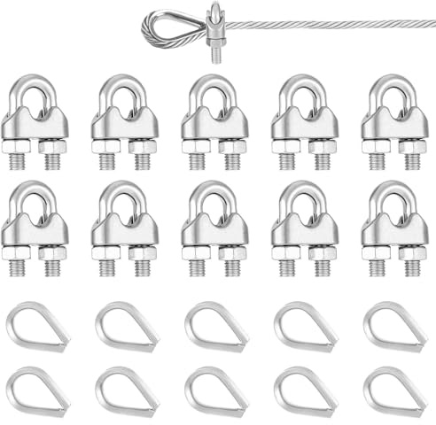 5mm Steel Cable U Clamps High Strength Fasteners Permanent Attachment Cable Clip for Flagpoles Railings Boating U Type Wire Rope Tensioner