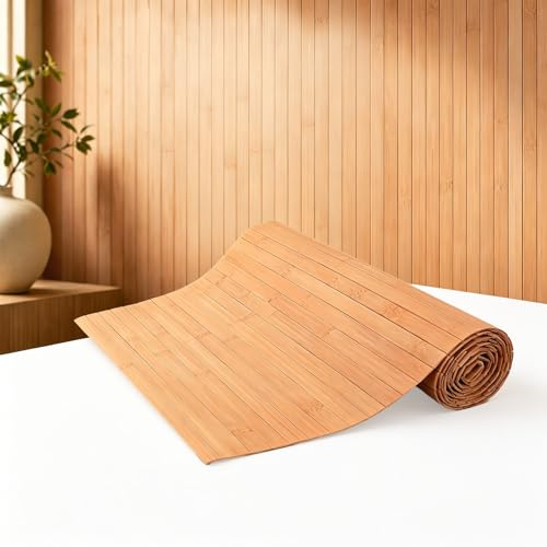 Pannelli da parete in bambù, 40 x 244 cm, decorazione da parete per interni, pannello in bambù naturale, per soggiorno, ufficio, cucina, rivestimento per soffitto