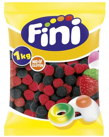 Gominolas Sabor Mora FINI 1kg | Caramelos de Goma Afutados | Golosinas para Candy Bar, Tartas de Chuches y Eventos | Formato Ahorro Familiar