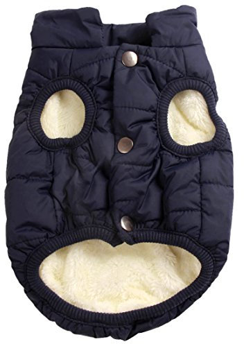 Mit Fleece gefütterte Hundejacke mit 2 Schichten von JoyDaog, sehr warm für den Winter und kaltes Wetter, extraweiche, winddichte Hundeweste(S, blau)