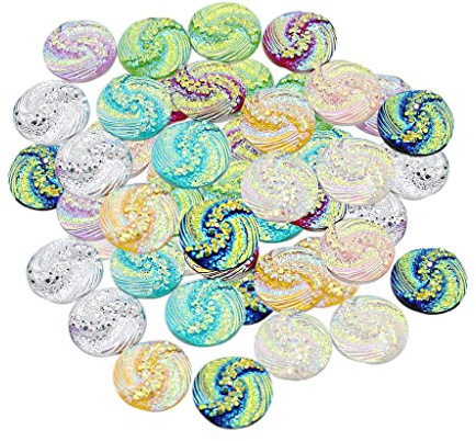 Baoblaze 50pcs Harz Runde Design Glitzersteine Schmucksteine Acryl Steine Strasssteine Bastelsteine zum Aufkleber klebesteine Kleidung Tasche Deko, Mehrfarbig, 12 mm