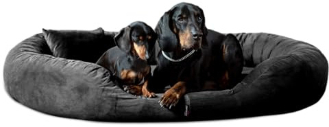 tierlando® Orthopädisches Hundebett Sammy Soft mit viscoelastischer Matratze und hohem Rand aus Velours für gelenkschonenden Schlaf und höchsten Komfort Größe: 140x105cm | Farbe: 03 Schwarz