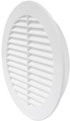 Repa Market 6'' Inch / 150 mm Plastic Vent Cover White - Round Soffit Vent - Exhaust Ventilation Louver - Air Inlet Grille Cover - Built-in Screen Mesh - HVAC Ventilation, Exhaust, Air Intake Grill