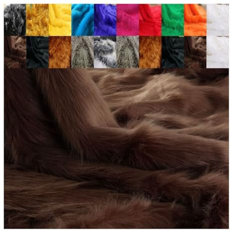 FABRICS-CITY DUNKELBRAUN FLOKATI TEDDYFELL STOFF 50X150CM KARNEVAL BEKLEIDUNG BASTEL REQUISITEN FOTOSHOOTING DEKO, 3142(dunkelbraun)