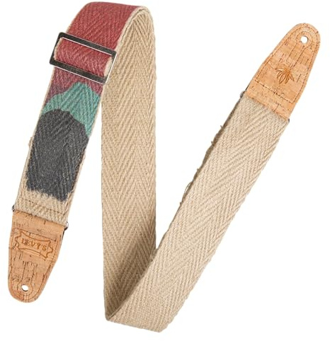 Levy's Leathers MH8P-003 Gitarrengurt aus Hanfgewebe, 5 cm breit, vegan, Sonnentuntergang-Design