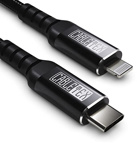 CABLETEX USB C auf Lightning Kabel 2 Meter, Nylon-umflochtenes Schnell-Ladekabel für iPhone 8, Pro/Max/X/XS/XR/XS Max/8/8 Plus, iPhone 11 12 13 14, MFi-Zertifizierung, für iPod, iPad, Airpods