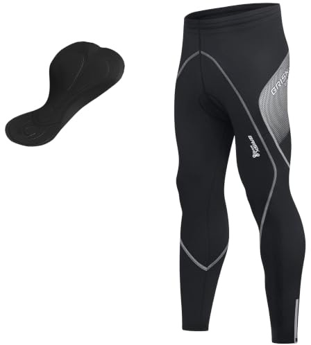Brisk Bike Pantalon Cycliste Homme Long avec Fermetures éclair réfléchissantes, Extensible, rembourré, en Coolmax Pantalon Velo