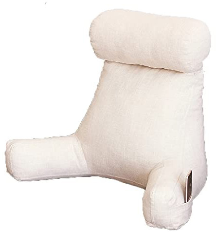 Lesekissen Rückenkissen Buchkissen Lesehilfe für Bett Sofa mit Armlehnen und Nackenrolle, Groß Rückenstützkissen Sessel Couch Outdoor,Fest Lendenkissen Sitzstützkissen Yadlan White