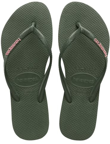Havaianas Slim Logo, Infradito Donna, Verde, 33/34 EU