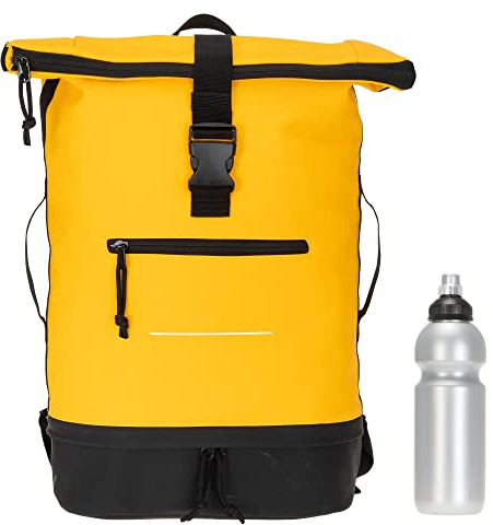 Elephant Kurier Rucksack Plane Time Bag COMP 12823 Bi Color Gelb-Schwarz +f | Fahrradrucksack Kurierrucksack Roll Top Bodenfach DIN A4 mit Laptopfach